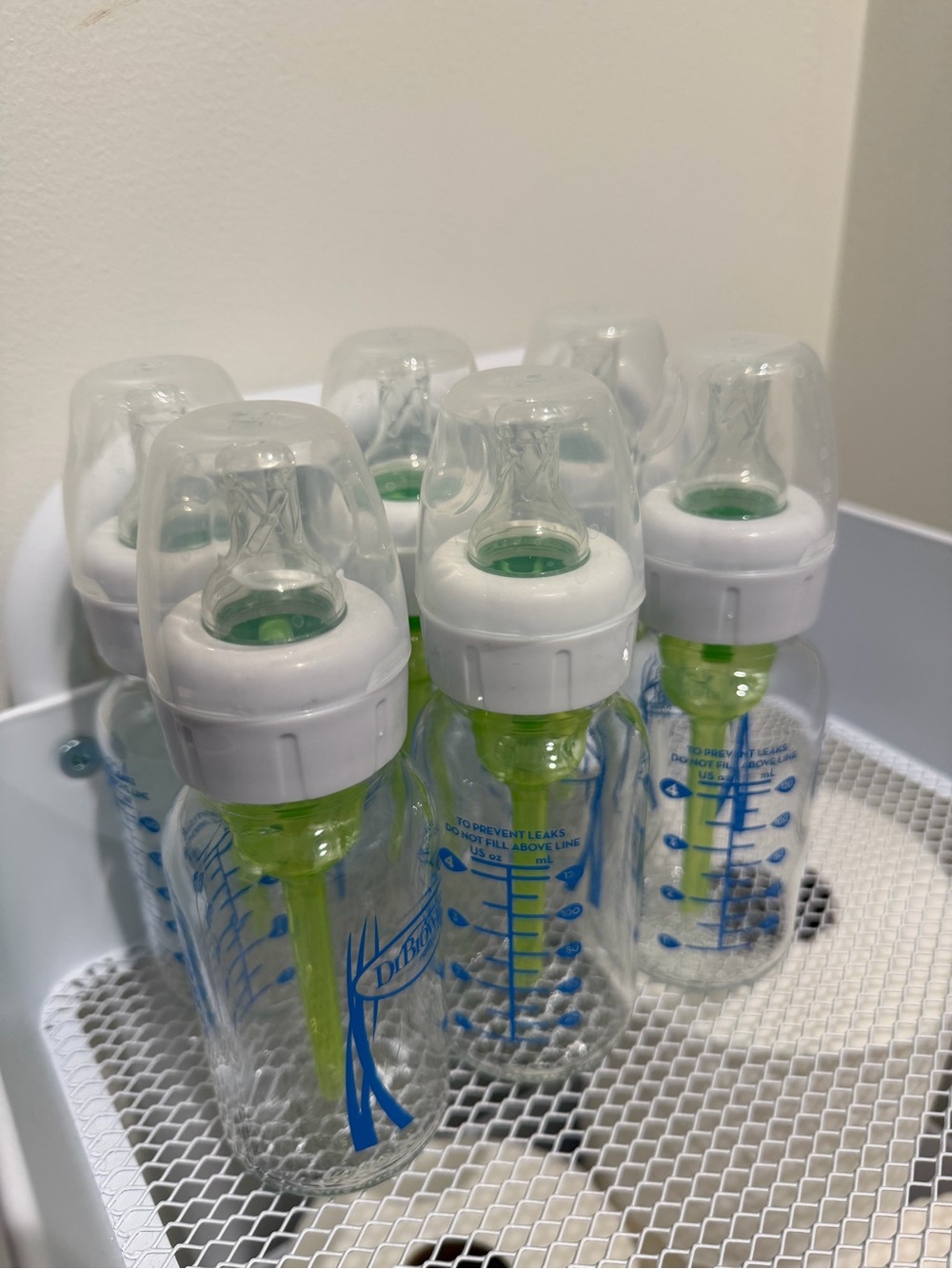 6 Dr. Brown's Anti-colic Options+ Narrow Glass Baby Bottles